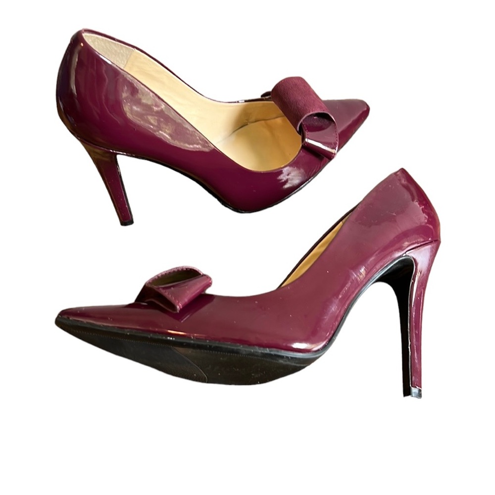 Audrey Brooke Burgundy Heels with Bow